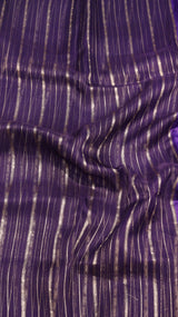 Purple Stripe Kora Silk Saree