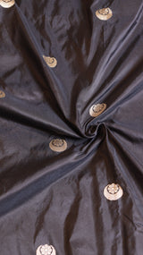 Chand Phool Black Pure Katan Silk Handloom Saree