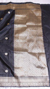 Chand Phool Black Pure Katan Silk Handloom Saree