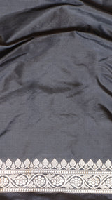 Chand Phool Black Pure Katan Silk Handloom Saree