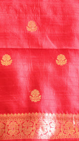 Red Pure Tussar Silk Handloom Suit Set