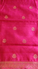 Rani Pink Pure Tussar Silk Handloom Suit Set