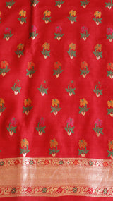Red Pure Moonga Silk Handloom Suit Set