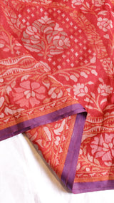 Gadzameen Red Pure Cotton Handloom Saree