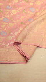 Pre-Order : Pink Pure Moonga Silk Handloom Saree
