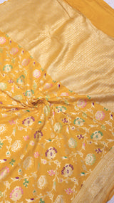 Pre-Order : Mustard Yellow Pure Moonga Silk Handloom Saree