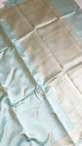 Pale Blue Pure Chiniya Silk Saree