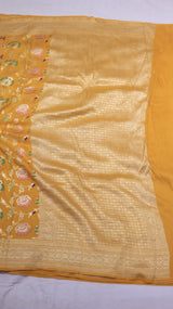 Pre-Order : Mustard Yellow Pure Moonga Silk Handloom Saree