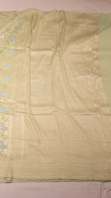 Pre-Order : Pistachio Green Pure Moonga Silk Handloom Saree