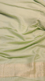 Pre-Order : Pistachio Green Pure Moonga Silk Handloom Saree