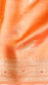 Orange Pure Chiniya Silk Saree