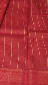 Pre-Order : Brownish Pink Pure Kora Silk Handloom Saree with Contrast Blouse