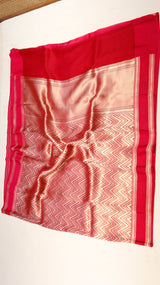 Pink Pure Kora Silk Handloom Saree with Soft Katan Border
