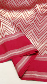 Pink Pure Kora Silk Handloom Saree with Soft Katan Border