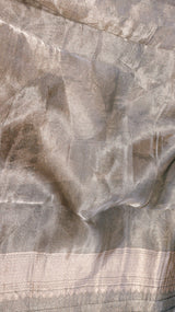 Green Pure Tissue Silk Handloom Saree with Shikargah Style