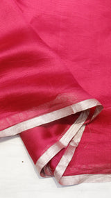 Pink Pure Kora Silk Handloom Saree with Brocade Blouse