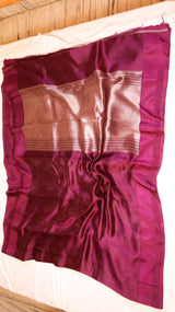 Plum Pure Katan Silk Handloom Saree with Tanchoi Weave