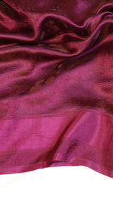 Plum Pure Katan Silk Handloom Saree with Tanchoi Weave