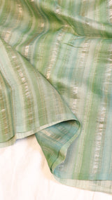 Pastel Green Pure Tussar Silk Handloom Saree with Stripe Pattern