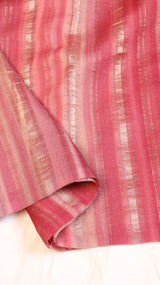 Peach Orange Pure Tussar Silk Handloom Saree with Stripe Pattern