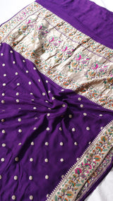 Handloom Pure Khaddi Geogertte Saree with Paithani Border