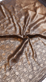 Black Pure Soft Katan Silk Brocade Saree