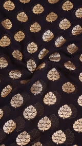 Charcoal Blue Pure Khaddi Georgette Handloom Saree with Contrast Blouse