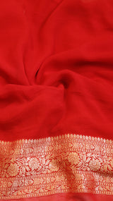 Charcoal Blue Pure Khaddi Georgette Handloom Saree with Contrast Blouse