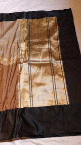 Brown Pure Katan Silk Handloom Saree with Dual Tone