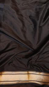 Brown Pure Katan Silk Handloom Saree with Dual Tone