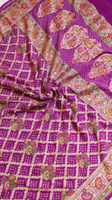 Handwoven Bandhej Khaddi Georgette Saree