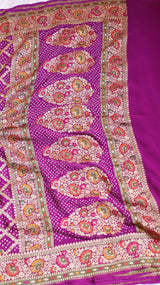 Handwoven Bandhej Khaddi Georgette Saree