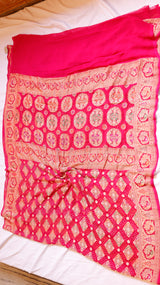 Handwoven Bandhej Khaddi Georgette Saree