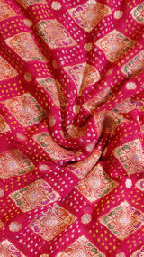 Handwoven Bandhej Khaddi Georgette Saree