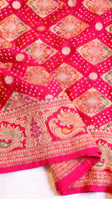 Handwoven Bandhej Khaddi Georgette Saree