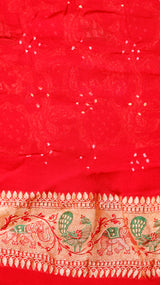 Shikargah Bandhej Khaddi Georgette Saree