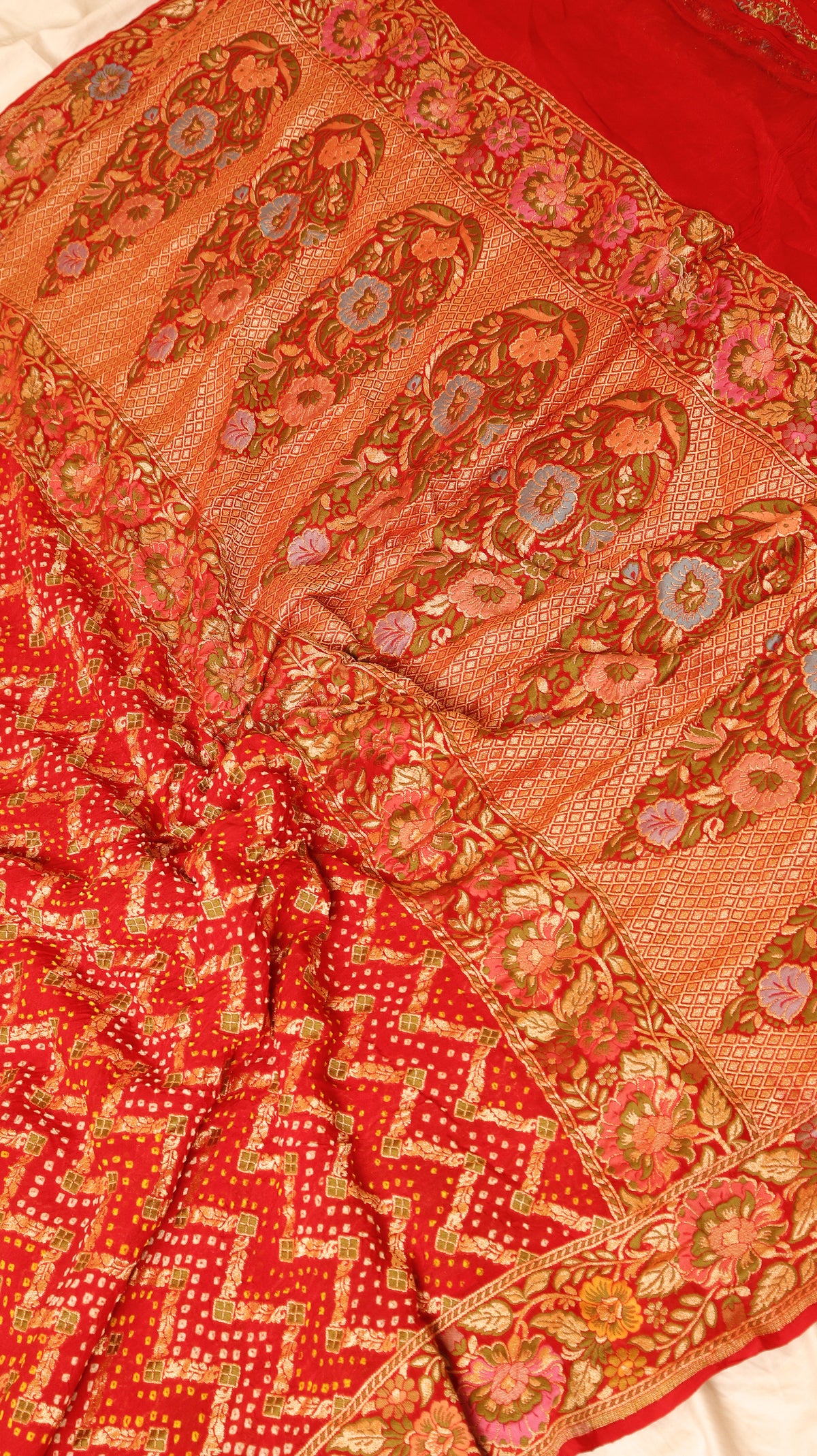 Handwoven Bandhej Khaddi Georgette Saree