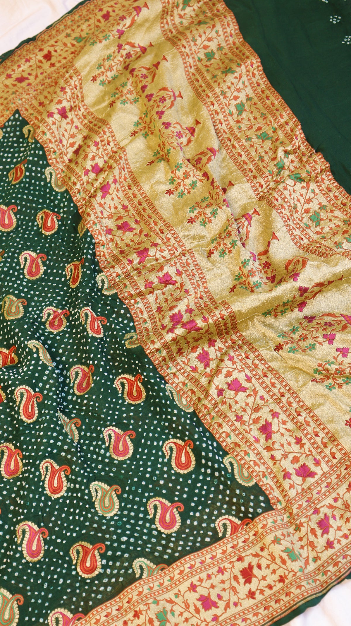 Handwoven Bandhej Khaddi Georgette Saree