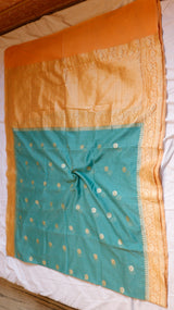 Chand Phool Moonga Muslin Saree