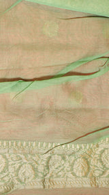 Pre-Order : Pink Chand Phool Moonga Muslin Handloom Saree with contrast Border