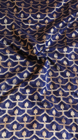 Royal Blue Pure Moonga Muslin Handloom Saree