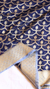 Royal Blue Pure Moonga Muslin Handloom Saree