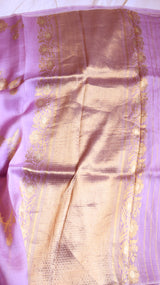 Lavender Pure Kora Silk Handloom Saree