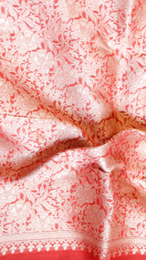 Cherry Red Pure Cotton Handloom Saree with Brocade Blouse