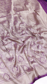 Pre-Order : Purple Pure Katan Silk Banarasi Shikargah Khinkhwad Handloom Saree