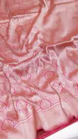 Pre-Order : Pink Pure Katan Silk Banarasi Shikargah Khinkhwad Handloom Saree