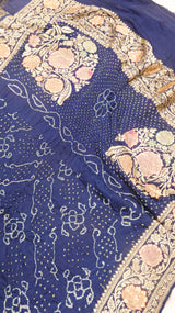 Handloom Pure Khaddi Georgette Bandhej Dupatta with Paithani Border