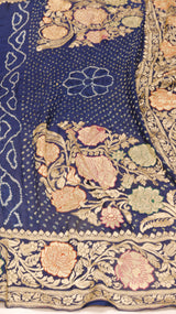 Handloom Pure Khaddi Georgette Bandhej Dupatta with Paithani Border