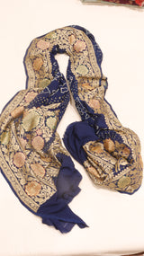 Handloom Pure Khaddi Georgette Bandhej Dupatta with Paithani Border