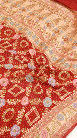 Handloom Pure Khaddi Georgette Bandhej Dupatta with Paithani Border